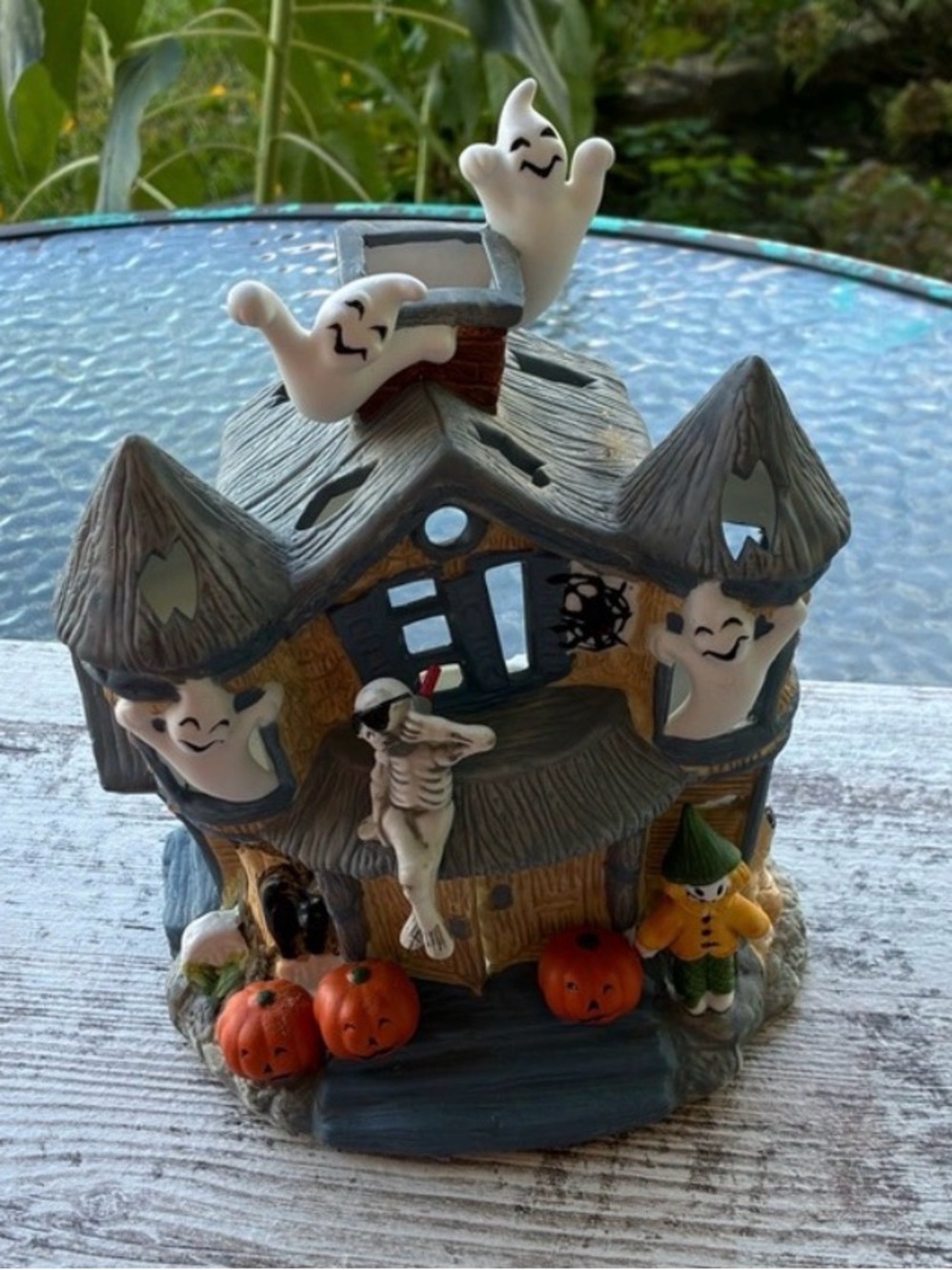 Halloween Tea Light Haunted House with Ghosts, Pumpkins, Bats and Spiders